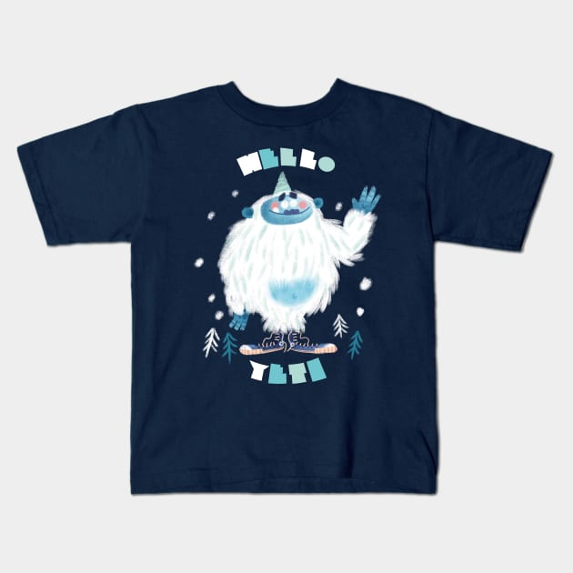 Hello Yeti! Kids T-Shirt by Geeksarecool